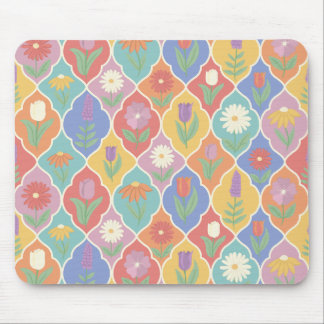 Bright Floral Frame Pattern – Colorful Botanical Mouse Pad
