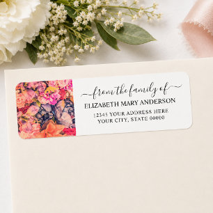 Bright Floral From the Family Funeral Memorial Return Address Label