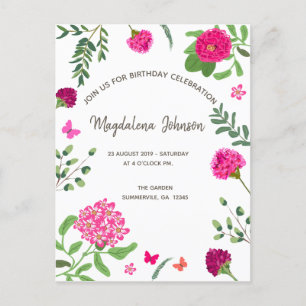 Bright floral garden Birthday invitation