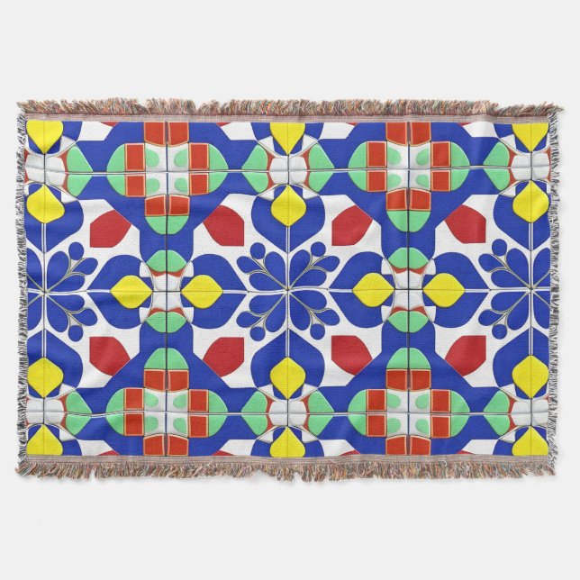 Bright Floral Geometry For Modern Living Throw Blanket (Front)