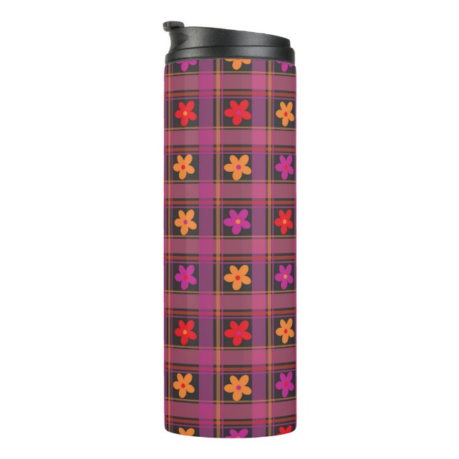 Bright floral gingham stripe thermal tumbler (Rotated Right)