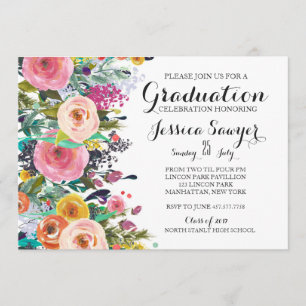 Bright Floral Graduation party Invitation