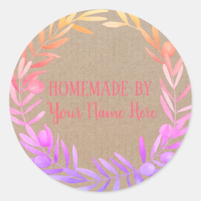 Bright Floral Kraft Home Baked goods label (Front)