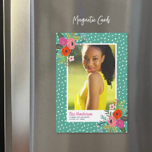 Bright Floral Magnetic Graduation Announcements
