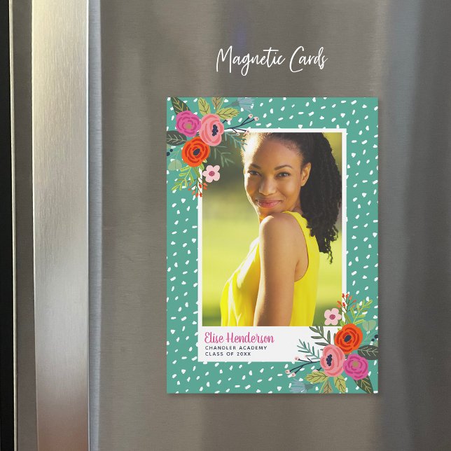 Bright Floral Magnetic Graduation Announcements (Creator Uploaded)