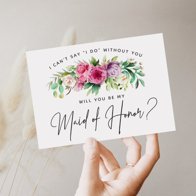 Bright Floral Maid of Honour Card (Creator Uploaded)