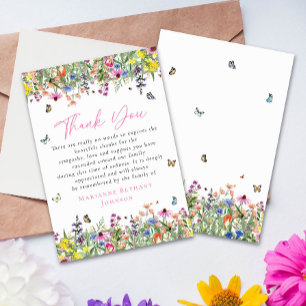 Bright Floral Memorial Celebration of Life Thank You Card