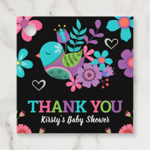 Bright Floral Mexican Fiesta Baby Shower Favour Tags