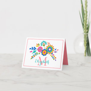Bright Floral Monogram Thank You Card