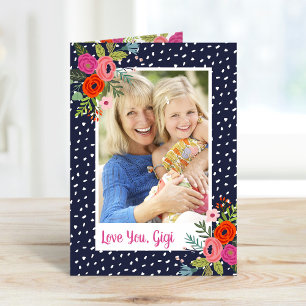 Bright Floral Mother's Day Photo Card for Grandma