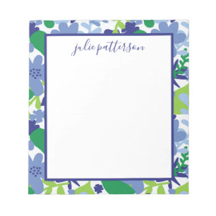 Bright Floral Multi-Green and Blue Notepad