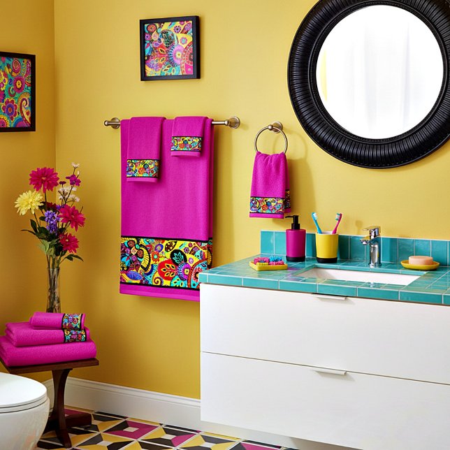 Bright floral paisley bath towel set (Creator Uploaded)