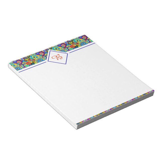 Bright floral paisley notepad (Angled)