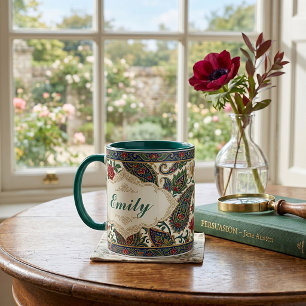 Bright floral paisley personalised mug