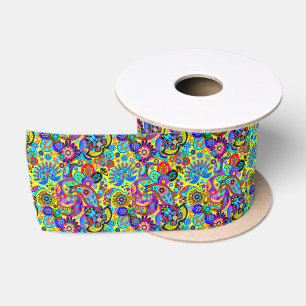Bright floral paisley satin ribbon