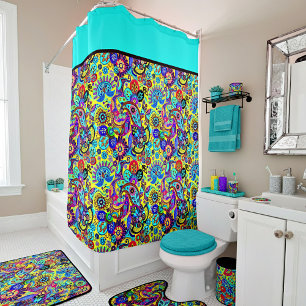 Bright floral paisley shower curtain