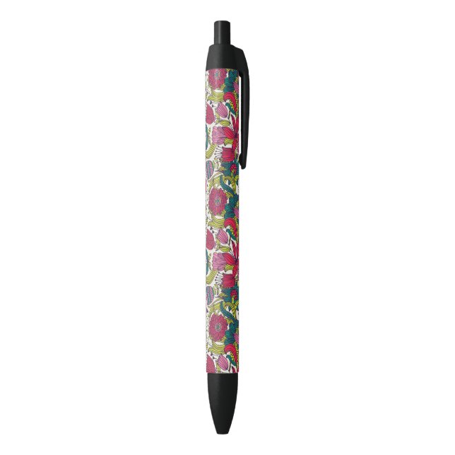 Bright floral pattern black ink pen (Bottom (Vertical))