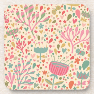Bright floral pattern coaster