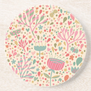 Bright floral pattern coaster