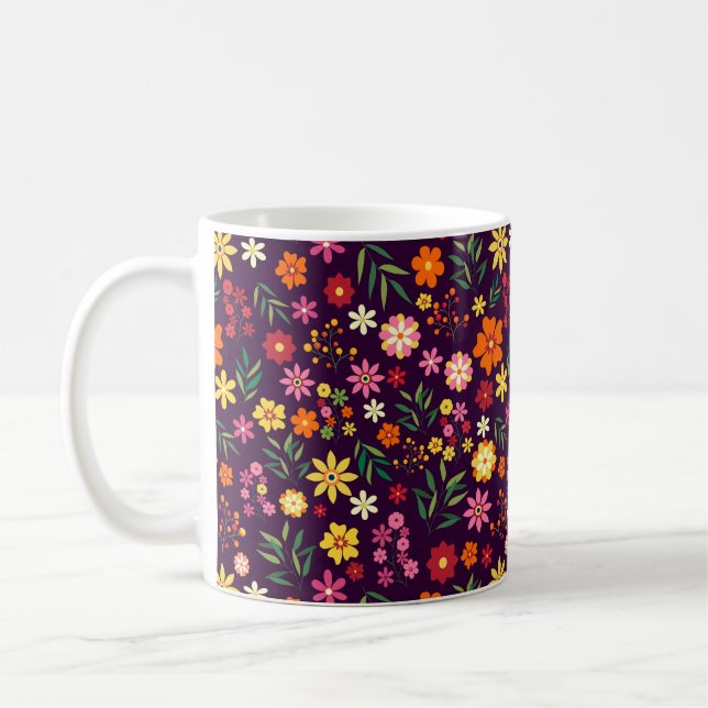 Bright Floral Pattern Coffee Mug (Left)