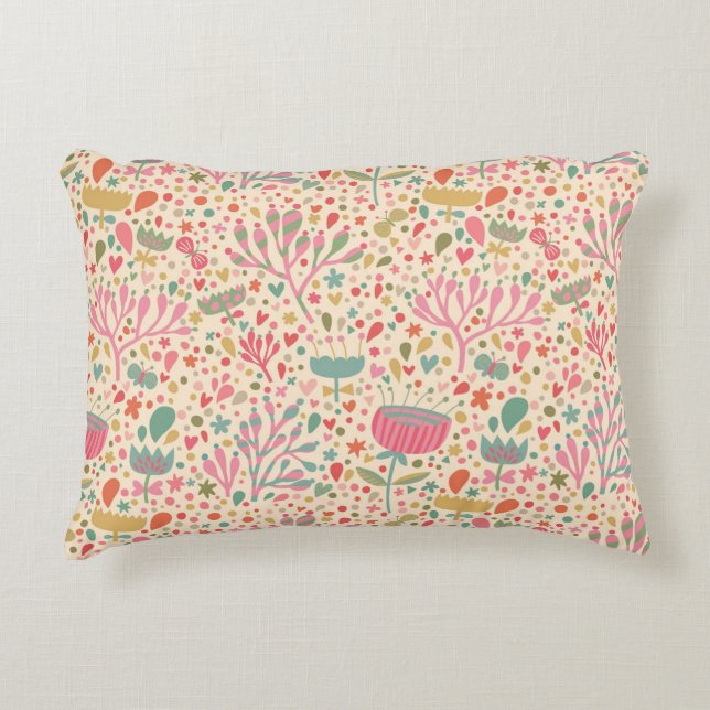 Bright floral pattern decorative cushion (Front)