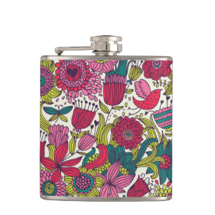Bright floral pattern hip flask