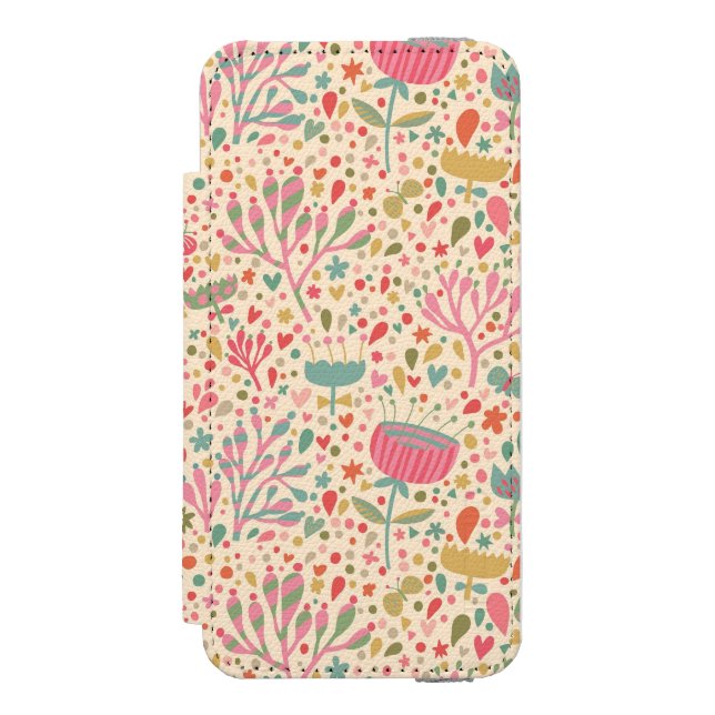 Bright floral pattern incipio iPhone wallet case (Folio Front)