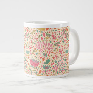 Bright floral pattern large coffee mug