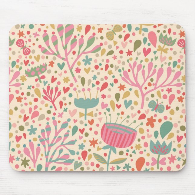 Bright floral pattern mouse pad (Front)