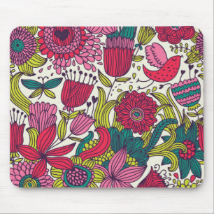 Bright floral pattern mouse pad