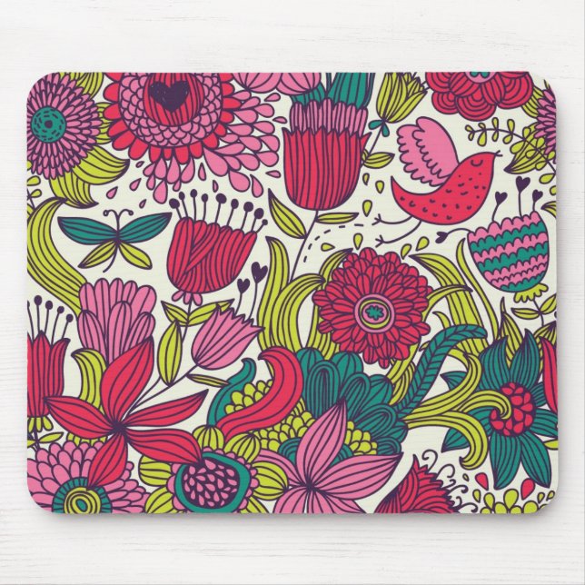 Bright floral pattern mouse pad (Front)
