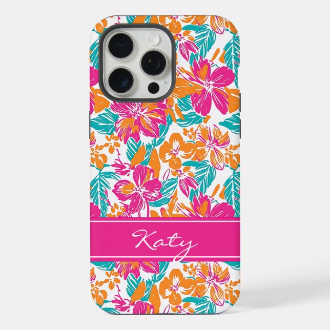 Bright Floral Pattern Phone Case (Name) (Back)
