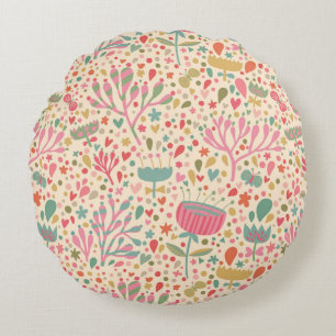 Bright floral pattern round cushion