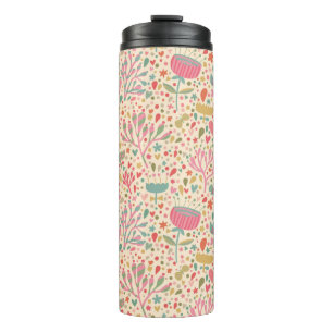 Bright floral pattern thermal tumbler
