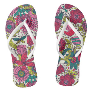 Bright floral pattern thongs