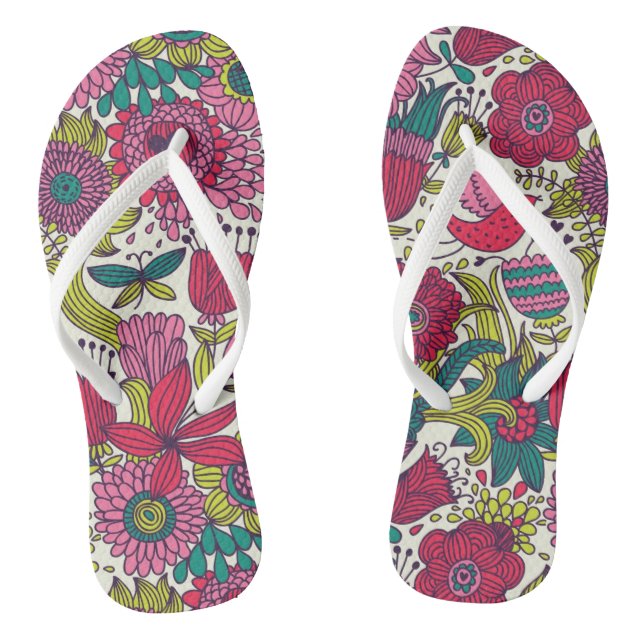 Bright floral pattern thongs (Footbed)