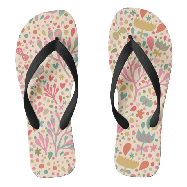 Bright floral pattern thongs (Footbed)
