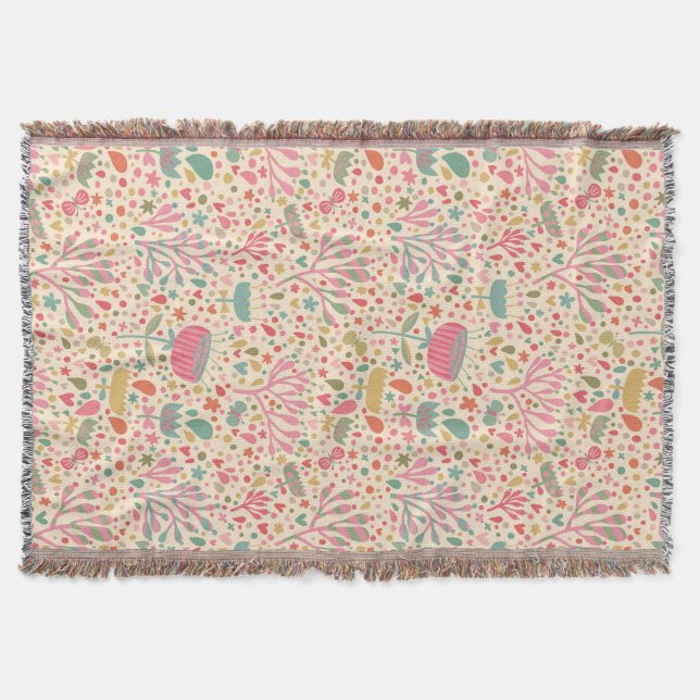 Bright floral pattern throw blanket (Front)