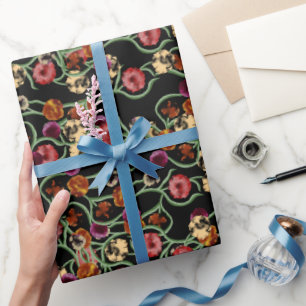 Bright Floral Pattern with Green Foliage Wrapping Paper