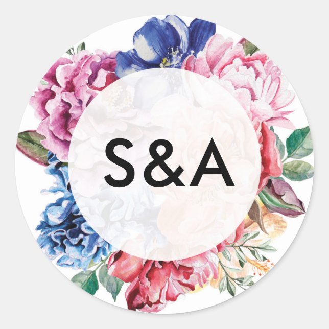 Bright floral personalised initial stickers (Front)