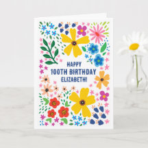 Bright Floral, Personalised Name and Age Birthday