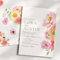 Bright Floral Photo Wedding Invitation