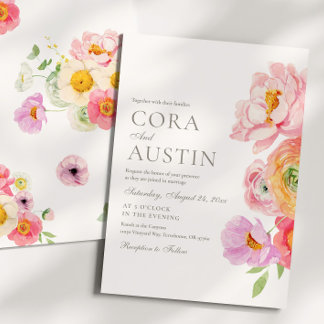 Bright Floral Photo Wedding Invitation