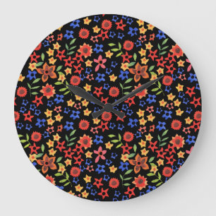 Bright Floral Print Custom Round Wall Clock