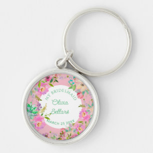 Bright Floral Profusion Bridal Shower Key Ring