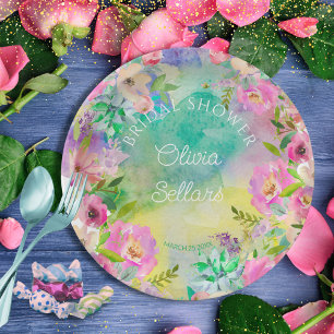 Bright Floral Profusion Bridal Shower Paper Plate
