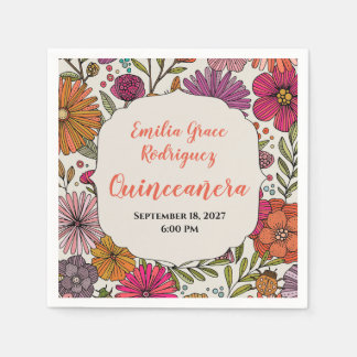 Bright Floral Quinceañera | Colourful Whimsical Napkin