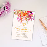 Bright Floral Romantic 70th Birthday Party Invitation<br><div class="desc">Bright Floral Romantic 70th Birthday Party Invitation
Beautiful elegant bright floral 70th birthday party invitation. Matching favours and party decorations are available in our Zazzle shop. If you are looking for any specific item,  please contact us.</div>