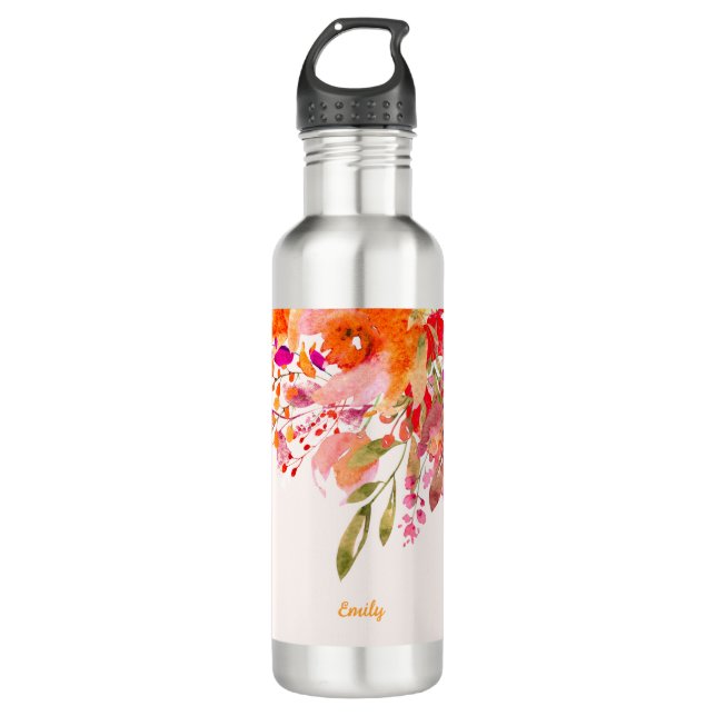 Bright Floral Romantic Custom Name 710 Ml Water Bottle (Front)