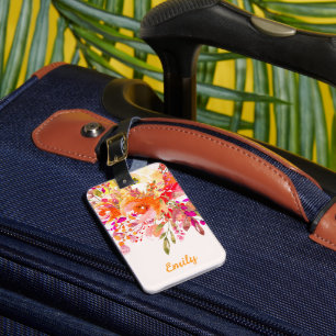 Bright Floral Romantic Custom Name Luggage Tag